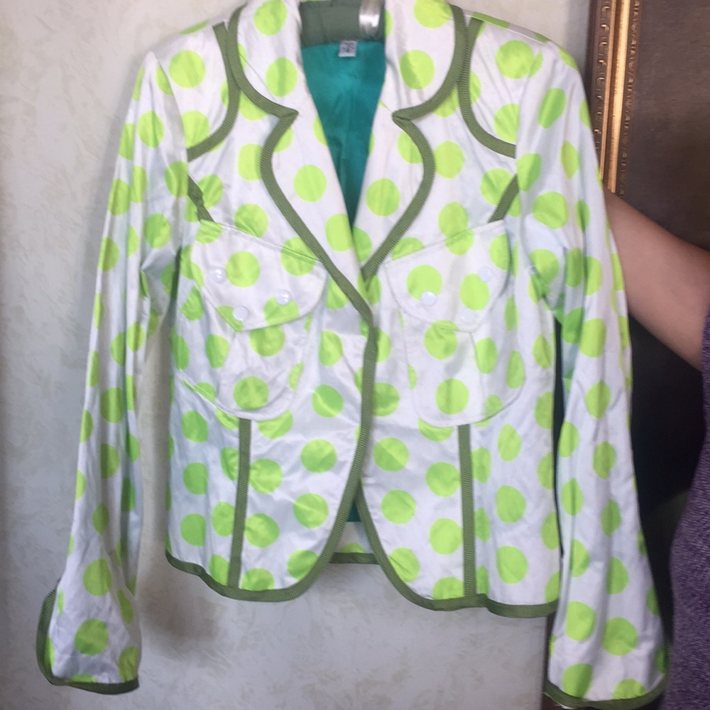 Adorable lime dot satin blazer